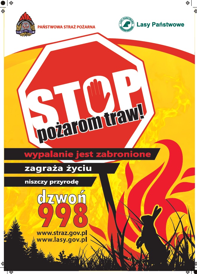 Plakat STOP pożarom traw jpg